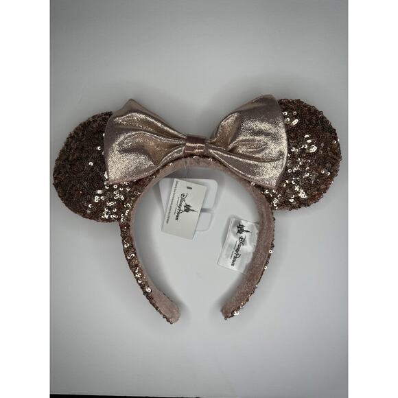 Disney Original Rose Gold Sequined Mickey Ears - Picture 1 of 2